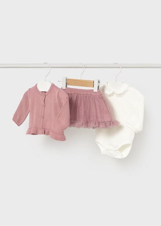 Conjunto rosa 3 piezas recién nacida