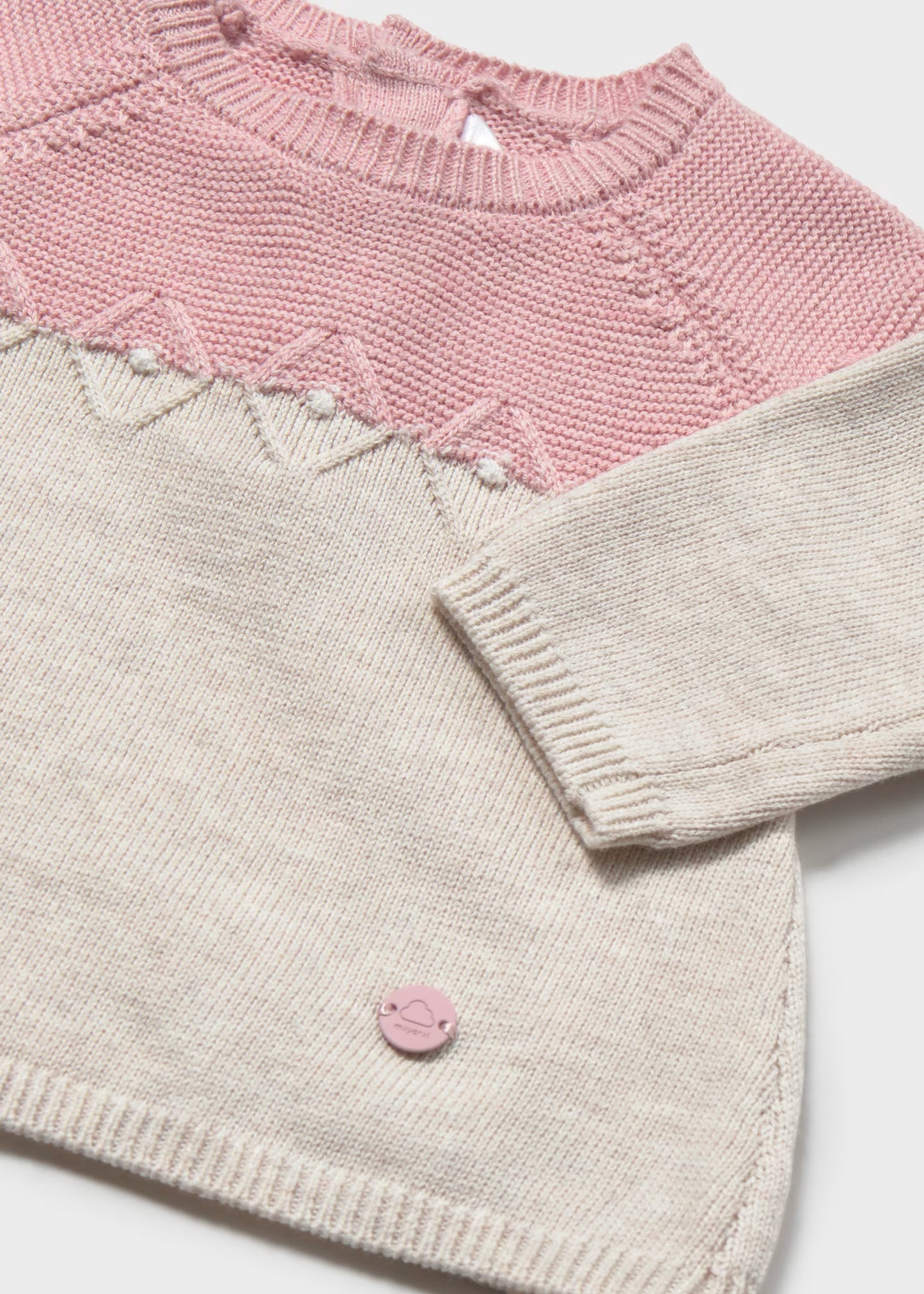 Conjunto 3 piezas suéter rosa recién nacida