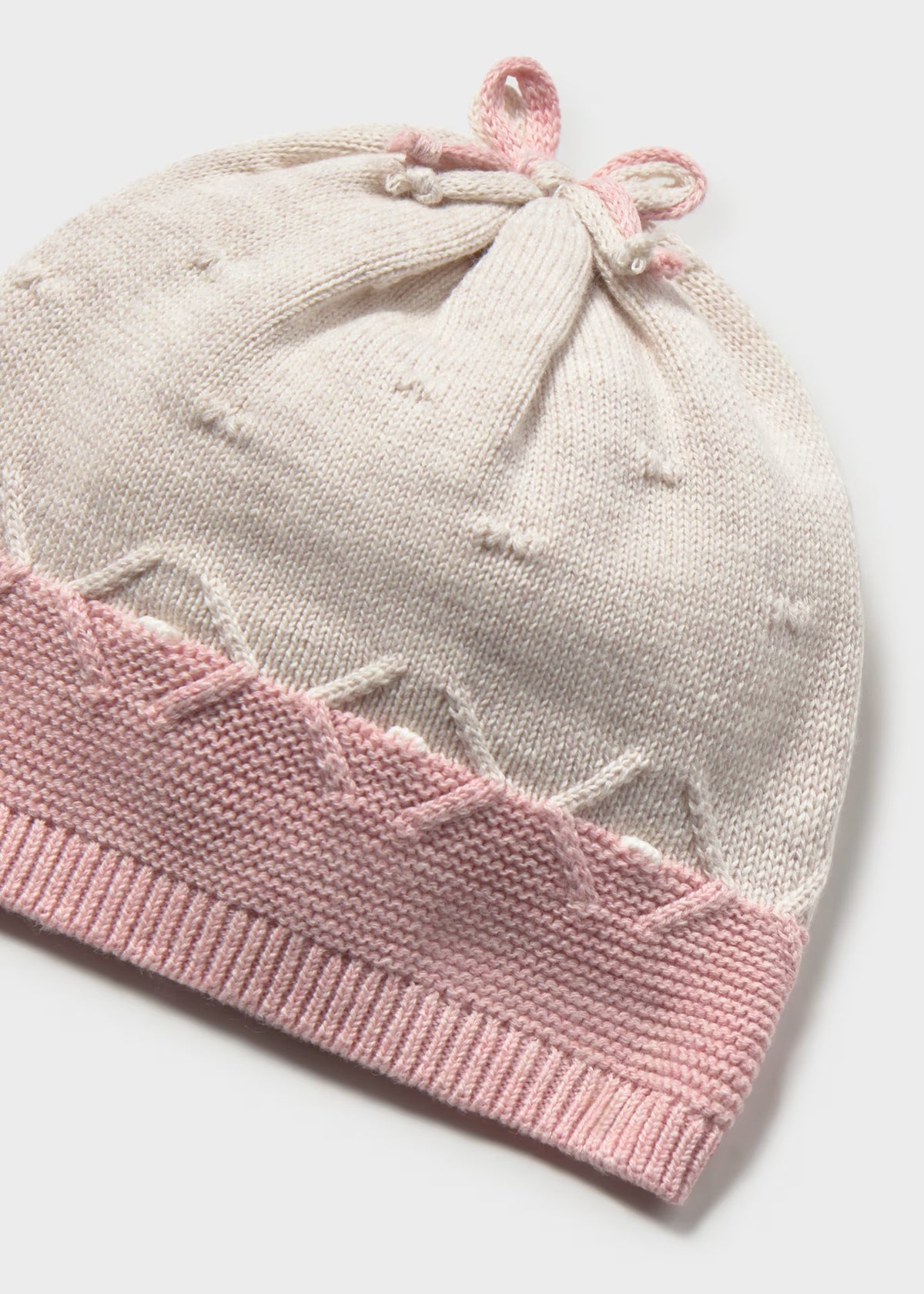 Conjunto 3 piezas rosa tricot recién nacida