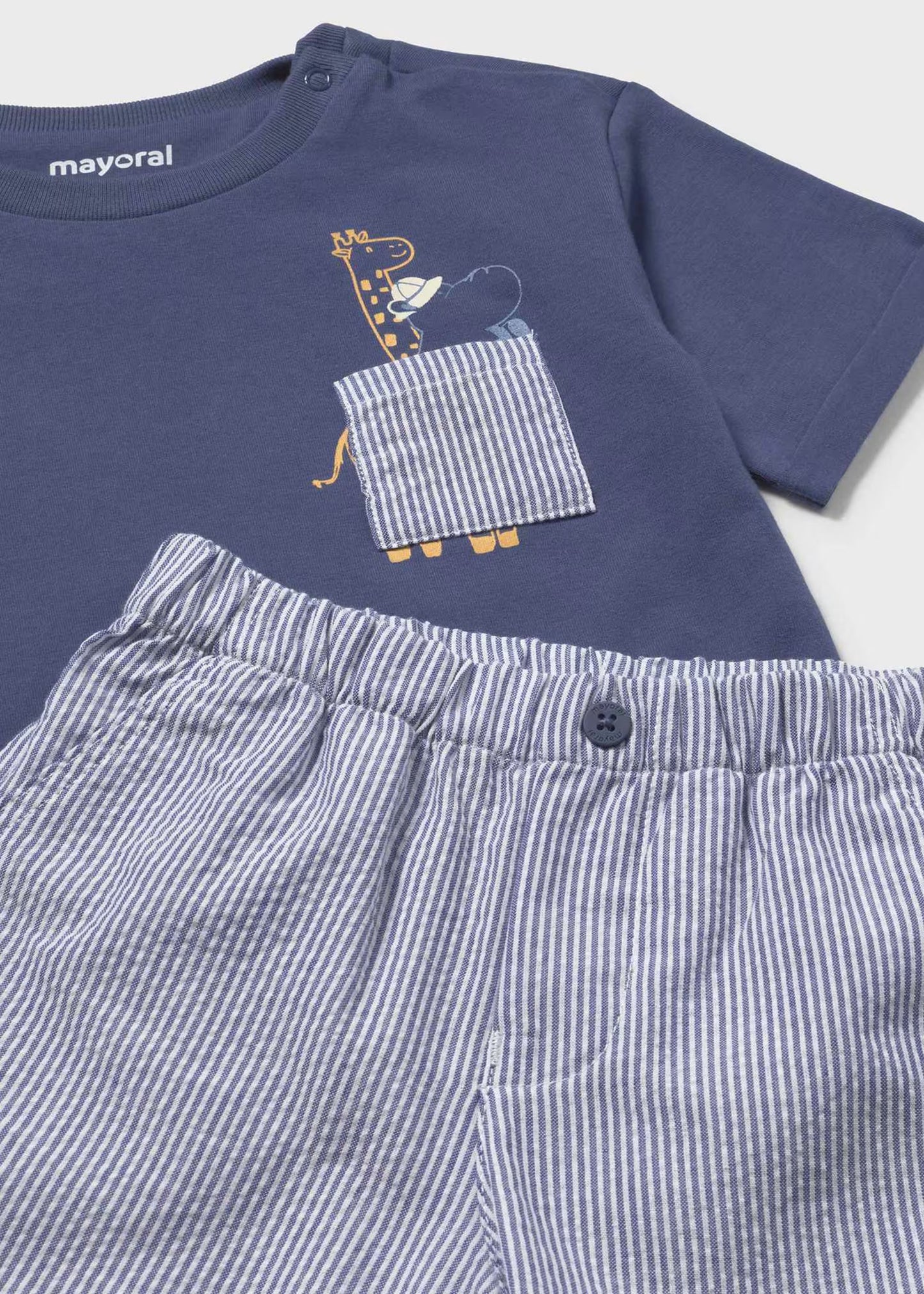 Conjunto bermuda y playera azul bebé niño