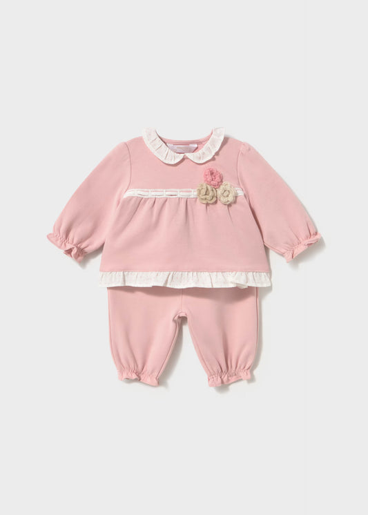 Conjunto blusa y pantalón rosa recién nacida
