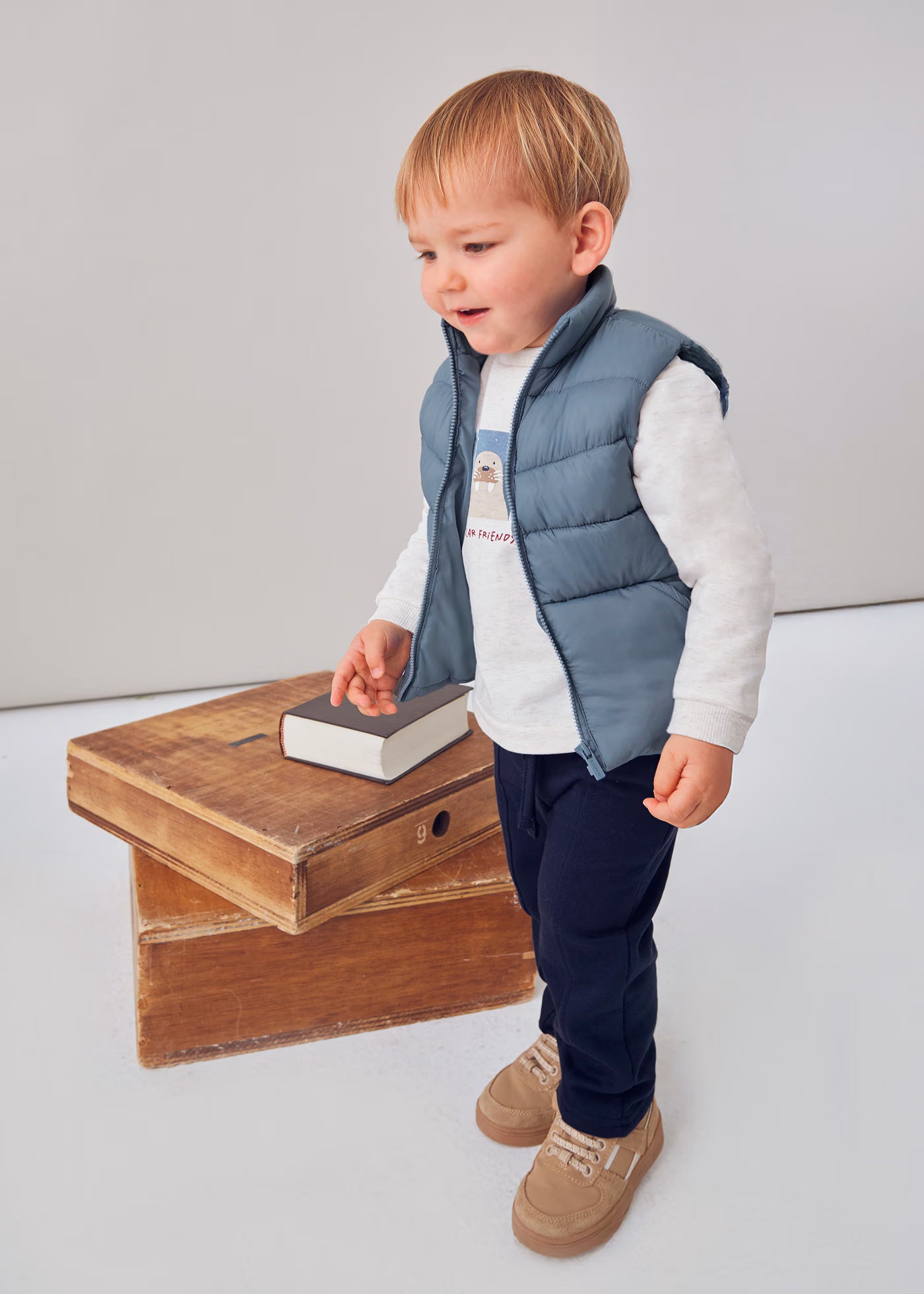 Conjunto chaleco 3 piezas azul bebé niño