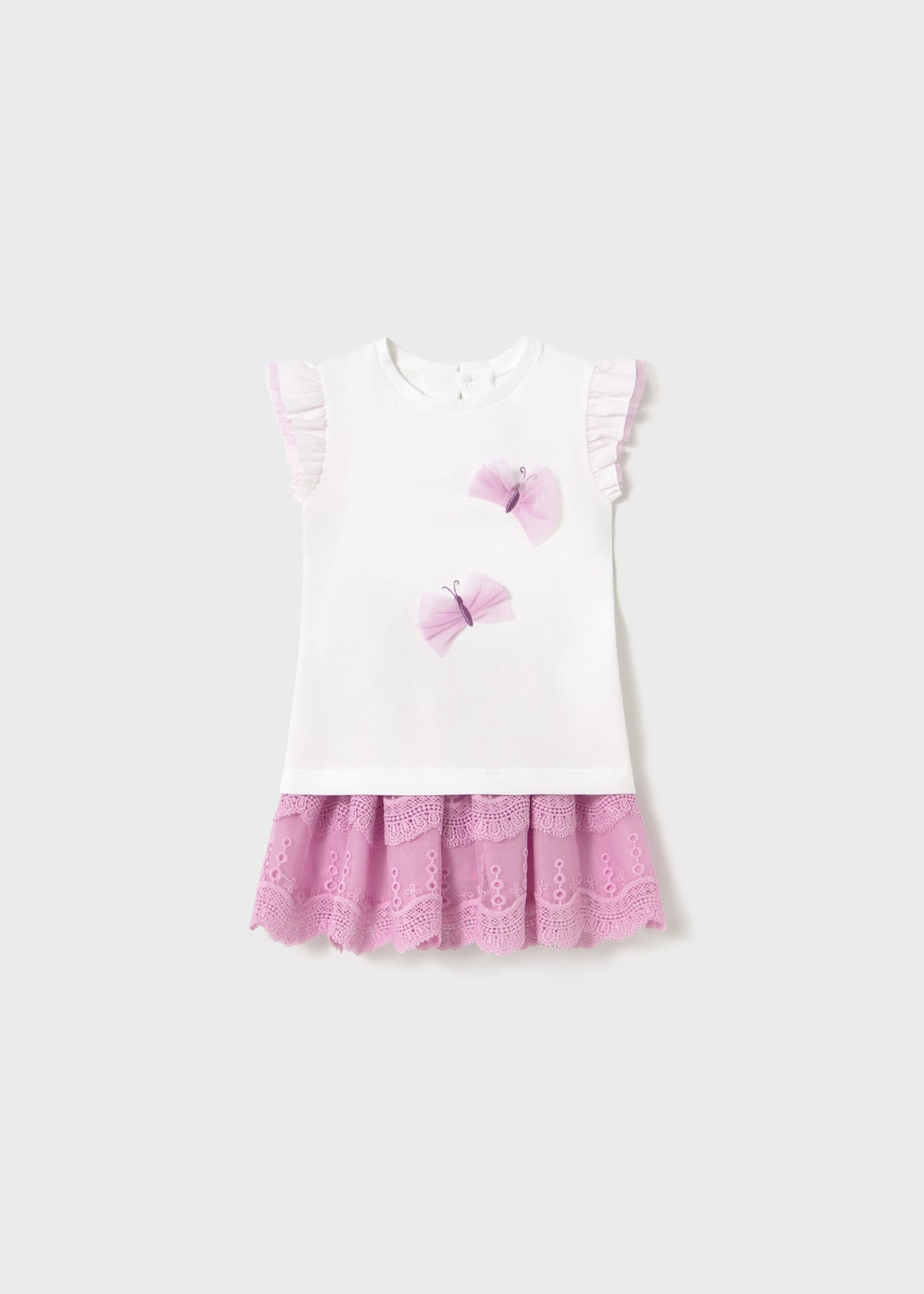 Conjunto blusa con falda tul bordado bebé niña