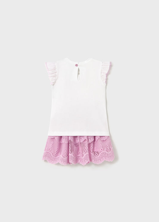 Conjunto blusa con falda tul bordado bebé niña