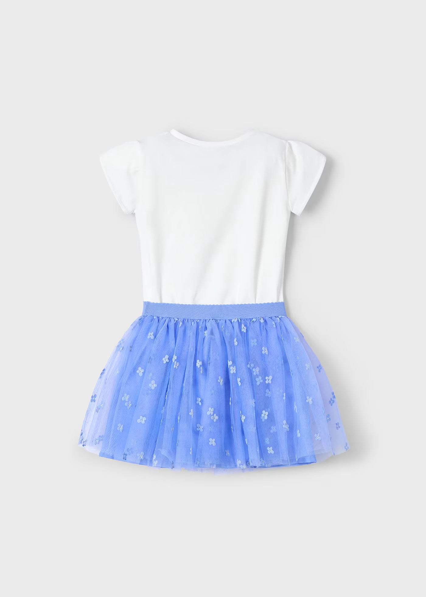 Conjunto blusa con falda tul azul mini niña