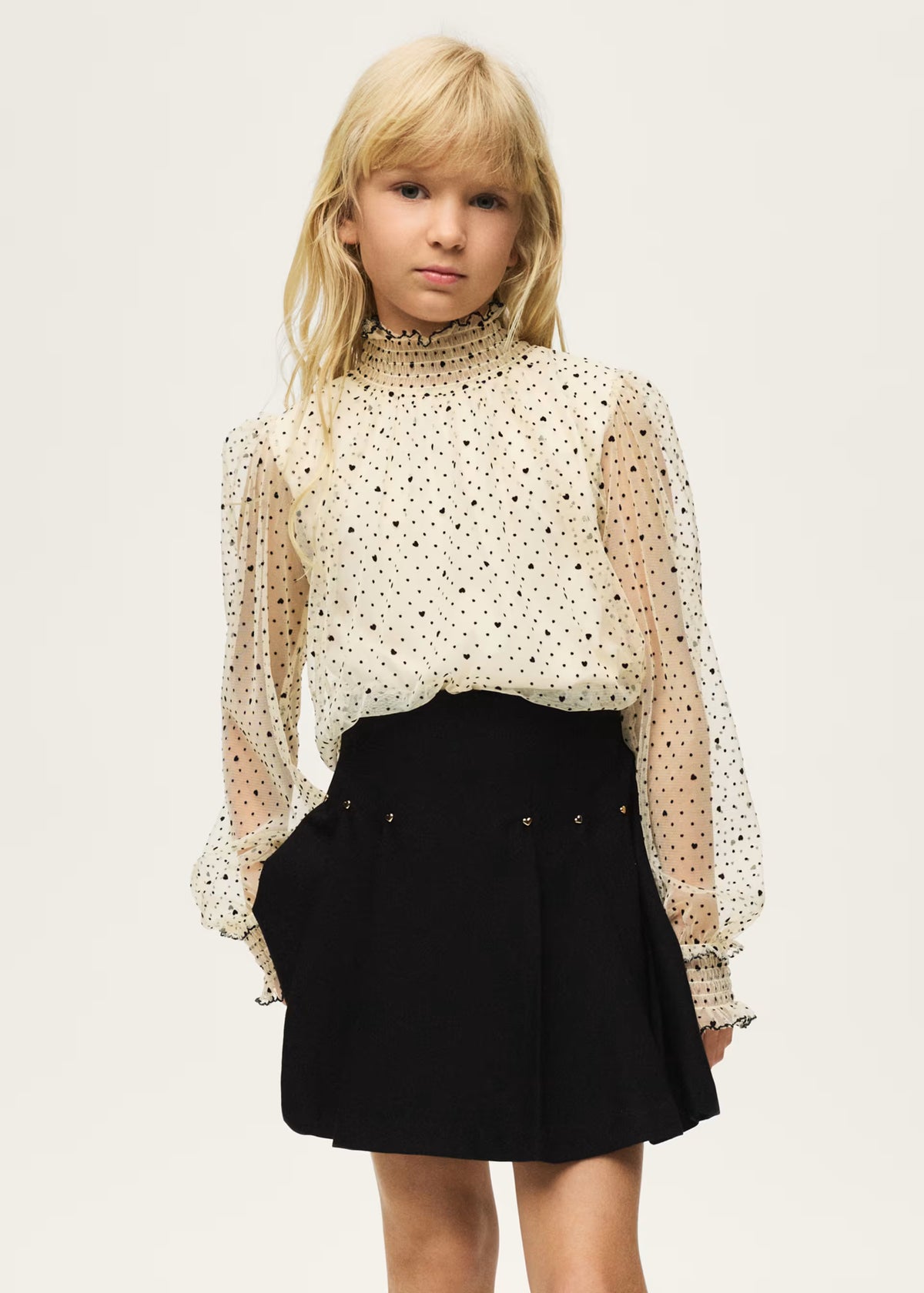 Conjunto falda y blusa plumeti niña jr