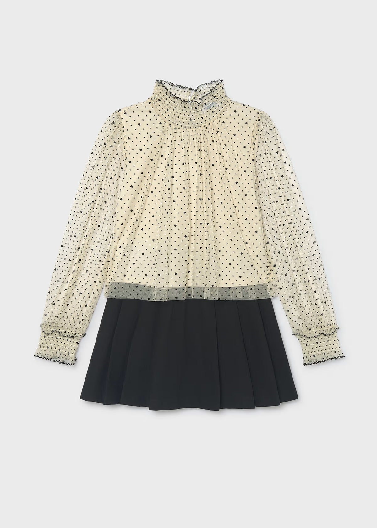Conjunto falda y blusa plumeti niña jr