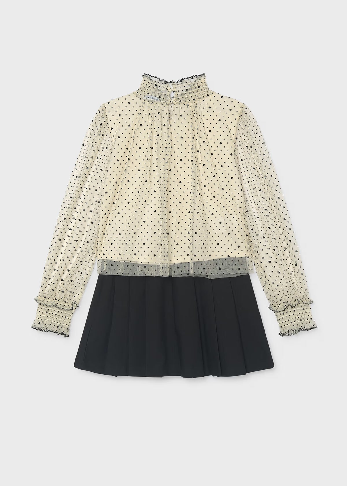 Conjunto falda y blusa plumeti niña jr