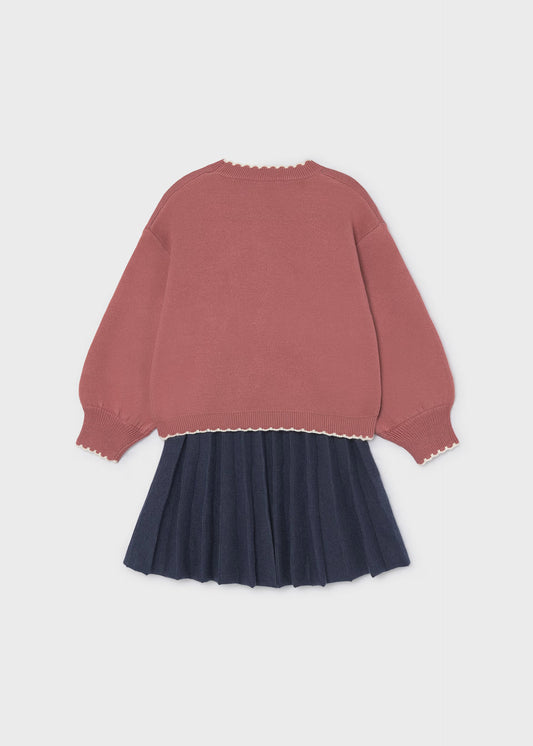 Conjunto suéter jacquard con falda tricot mini niña