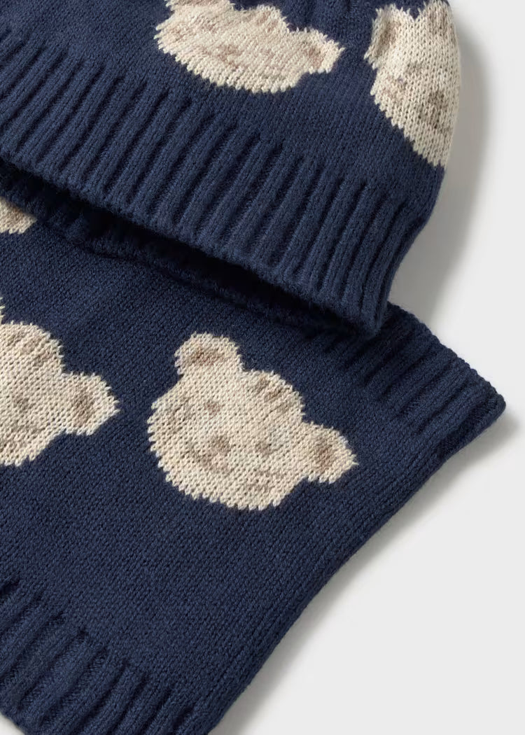 Set gorro y bufanda cerrada azul bebé niño