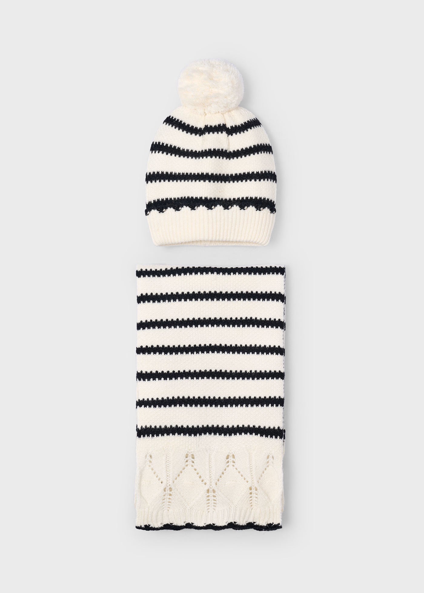 Conjunto gorro y bufanda rayas mini niña