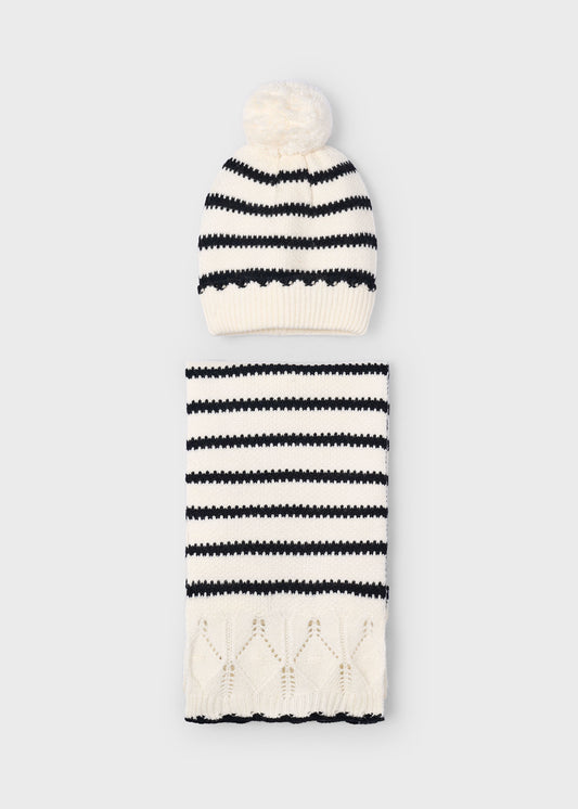 Conjunto gorro y bufanda rayas mini niña