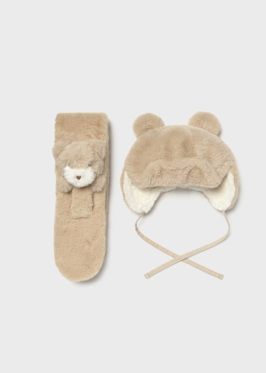Conjunto gorro y bufanda pelo bebé niña