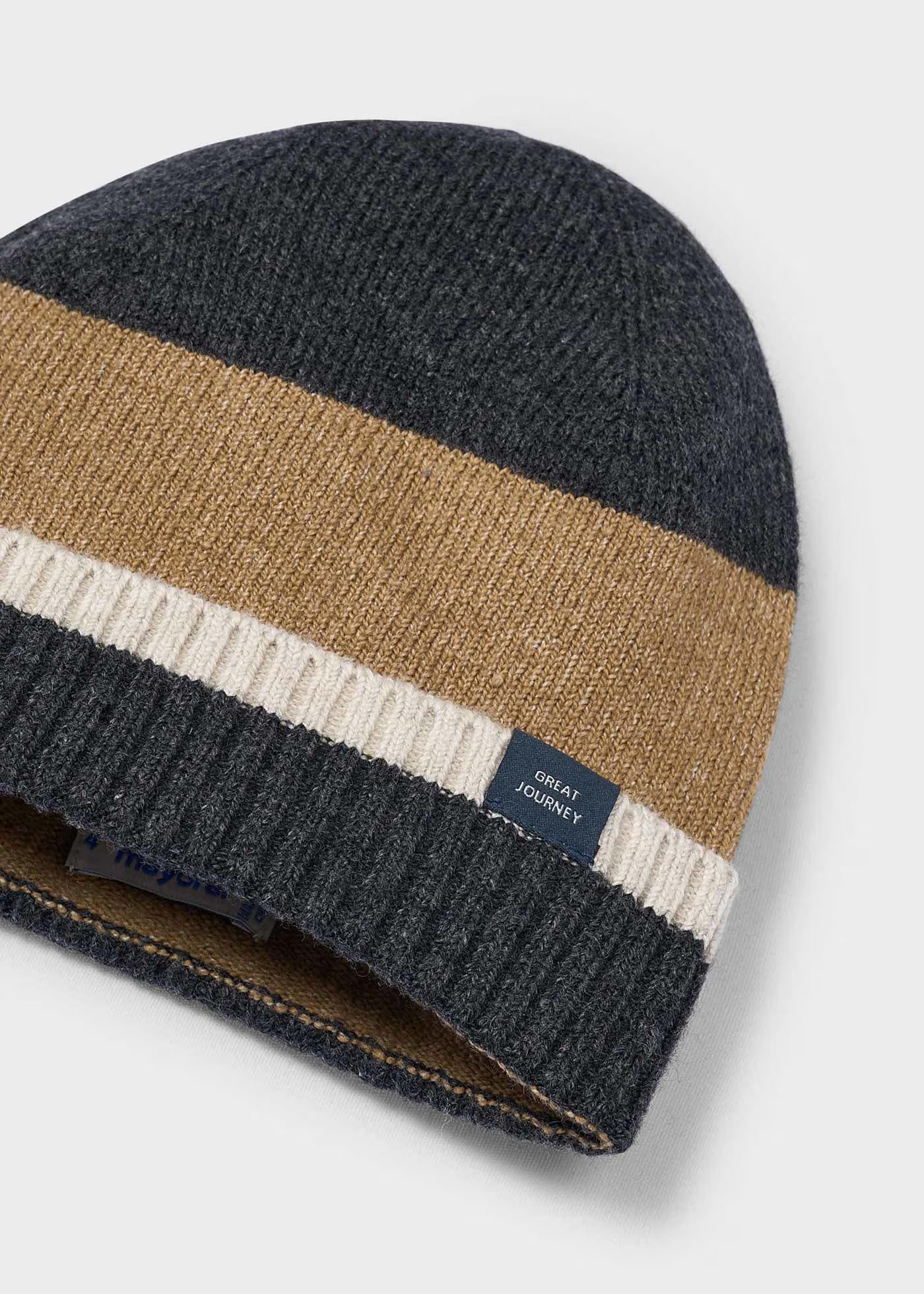 Conjunto gorro y cuello beige mini niño