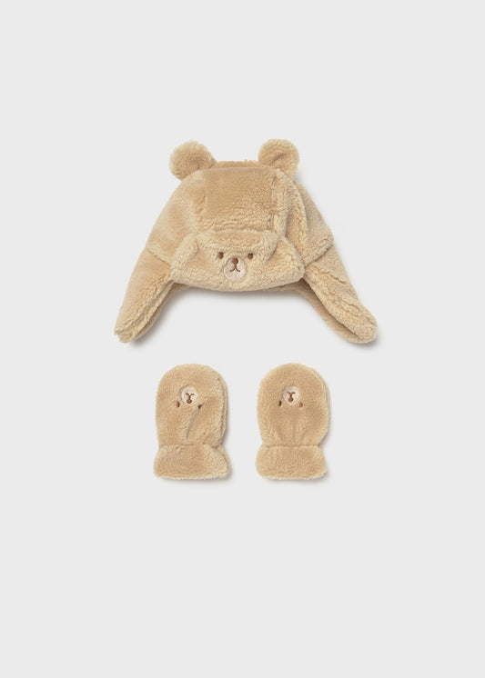 Conjunto gorro y guantes oso bebé niño