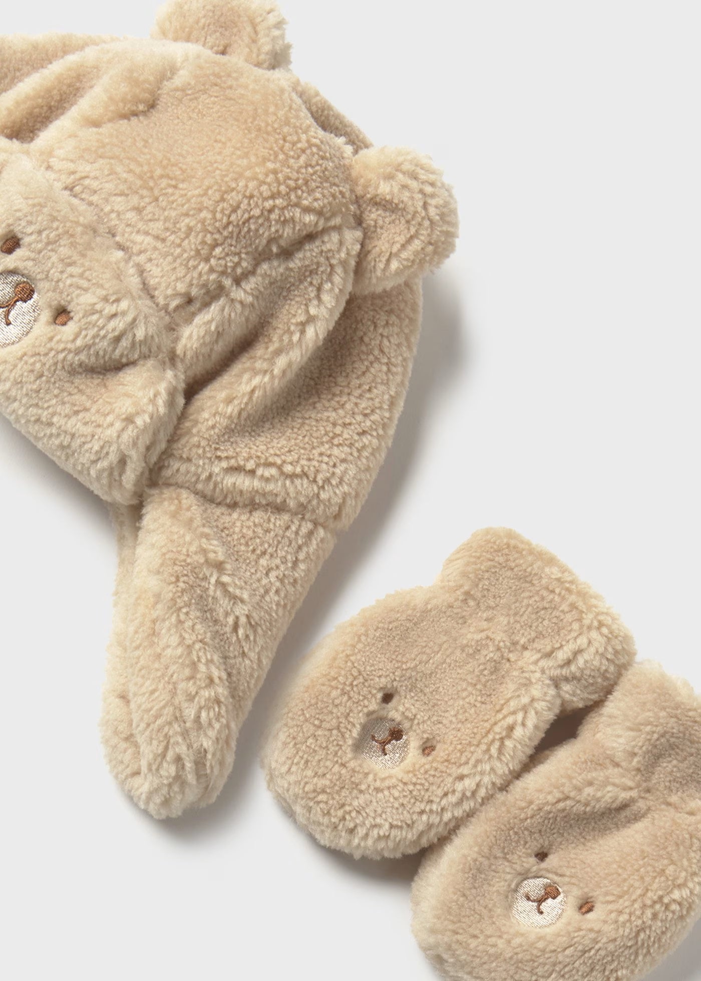 Conjunto gorro y guantes oso bebé niño