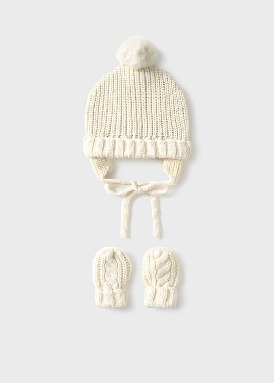 Conjunto gorro y guantes tricot unisex recién nacid@