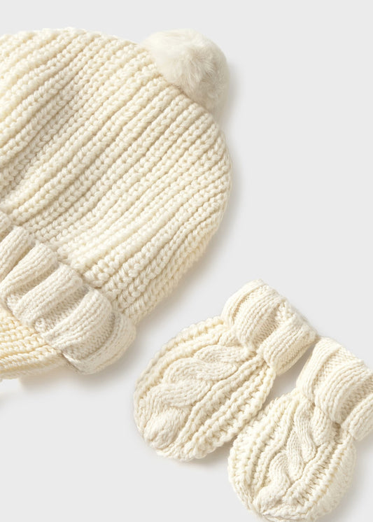 Conjunto gorro y guantes tricot unisex recién nacid@