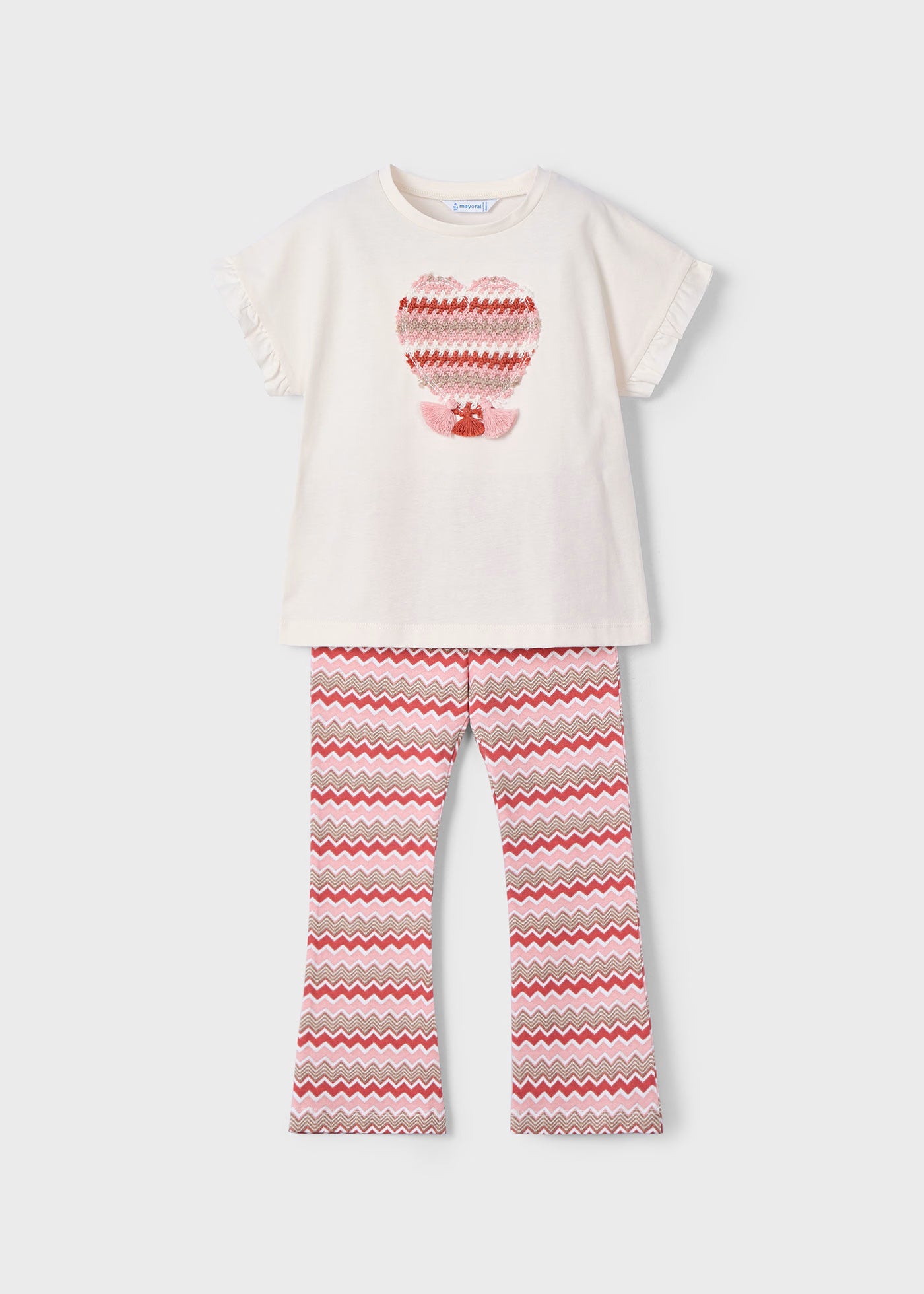 Conjunto blusa con leggings salmón mini niña