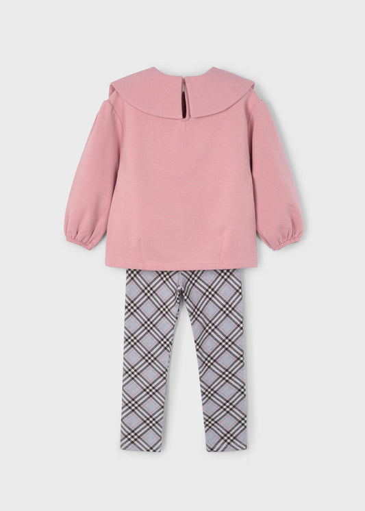 Conjunto legging cuadros y sudadera mini niña