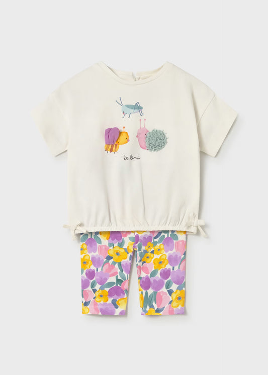 Conjunto legging estampado y playera bebé niña