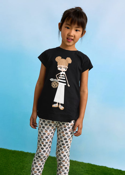 Conjunto blusa con leggings negro mini niña
