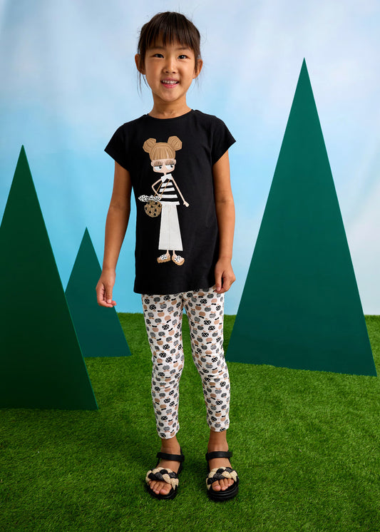 Conjunto blusa con leggings negro mini niña
