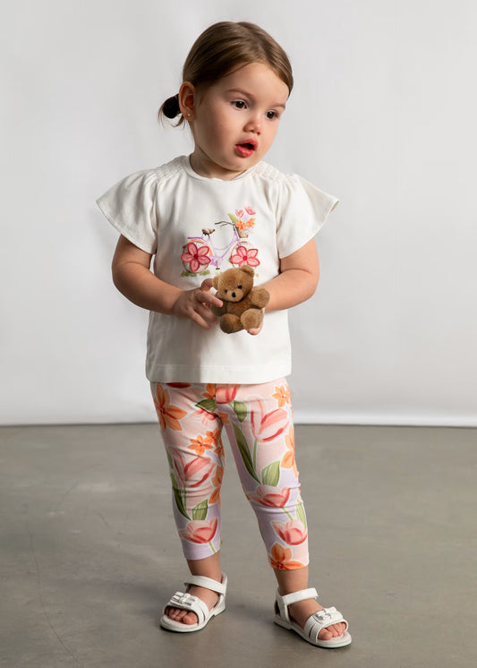 Conjunto legging y playera flor bebé niña