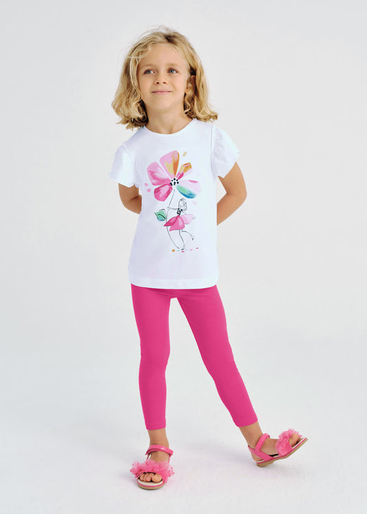 Conjunto blusa con leggings magenta mini niña