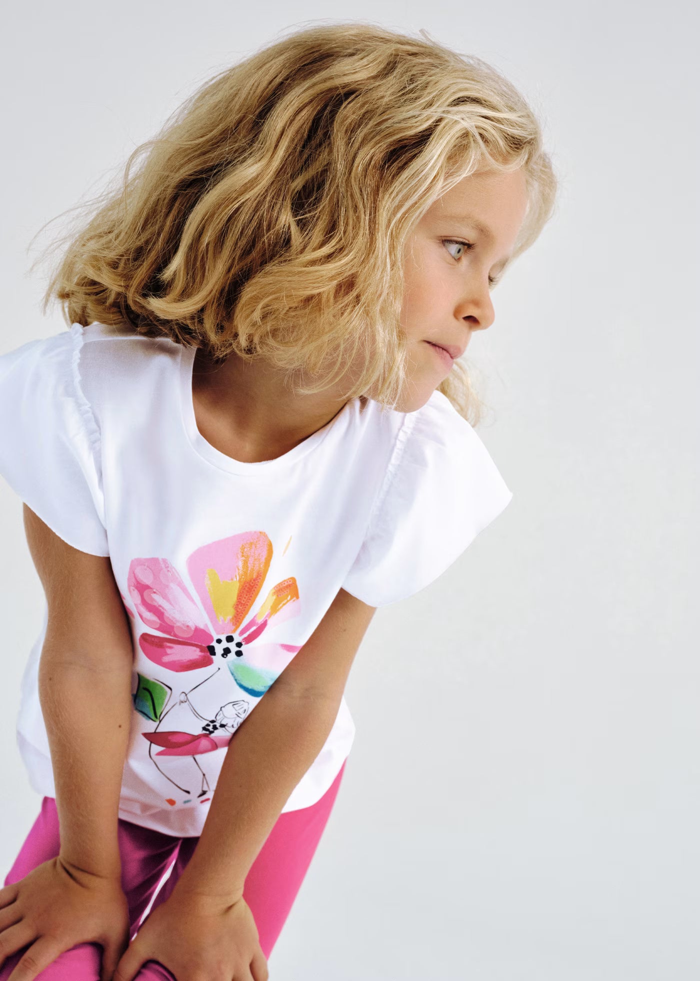 Conjunto blusa con leggings magenta mini niña