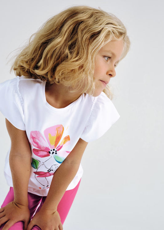 Conjunto blusa con leggings magenta mini niña