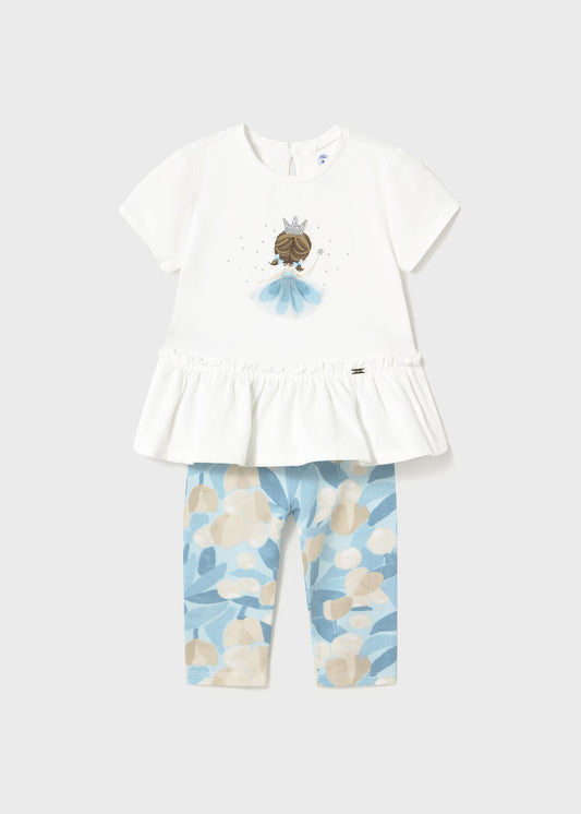 Conjunto leggings estampado azul bebé niña