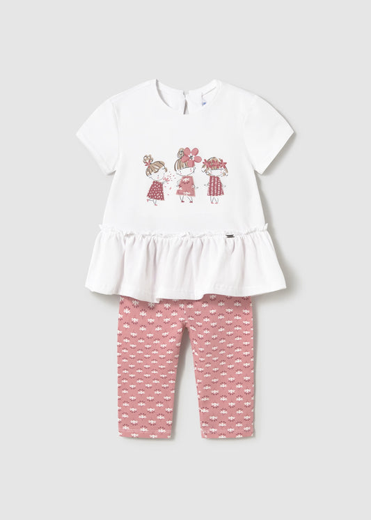 Conjunto leggings estampado rosa bebé niña