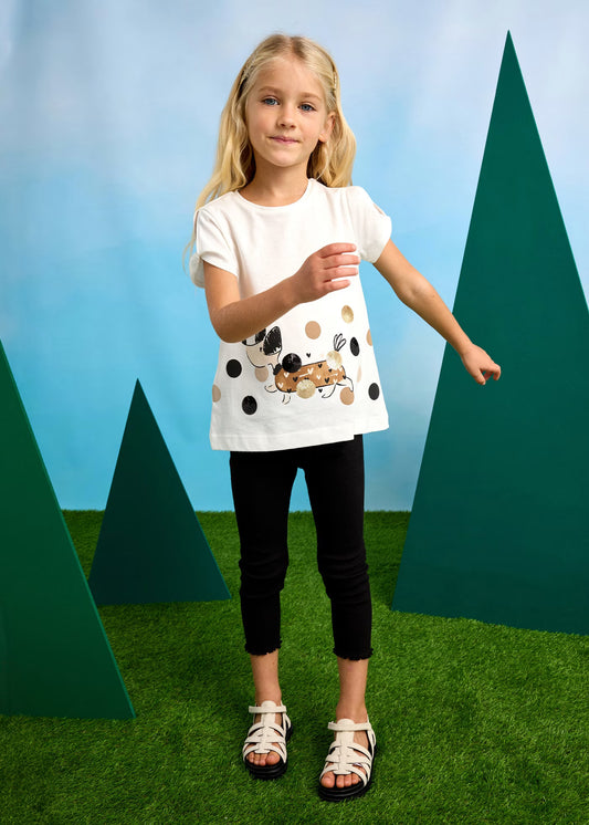 Conjunto blusa con leggings negro canale mini niña