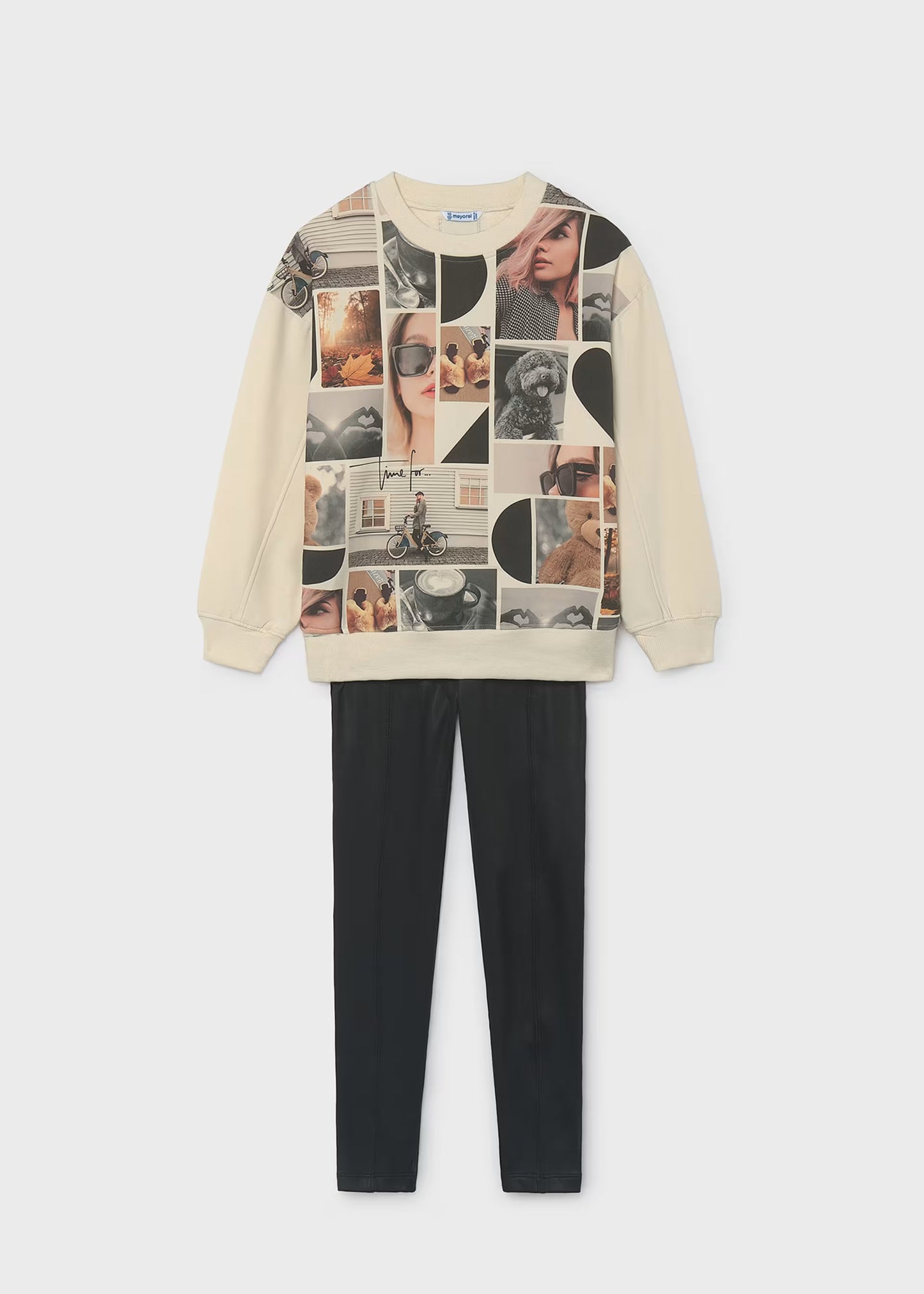 Conjunto legging y sudadera estampada niña jr