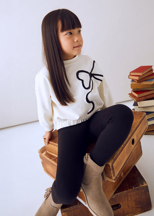 Conjunto legging y sudadera moño mini niña