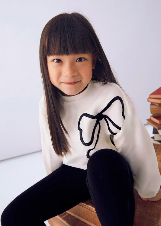 Conjunto legging y sudadera moño mini niña