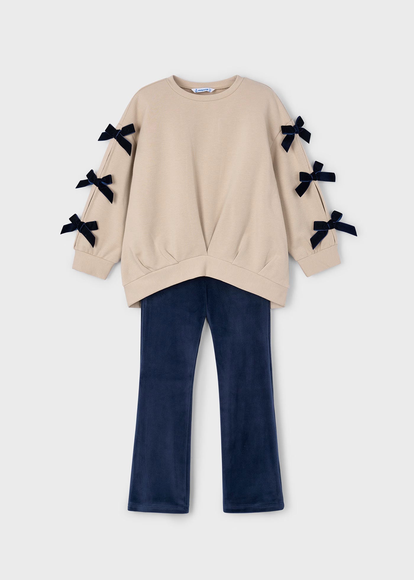 Conjunto legging y sudadera moños mini niña