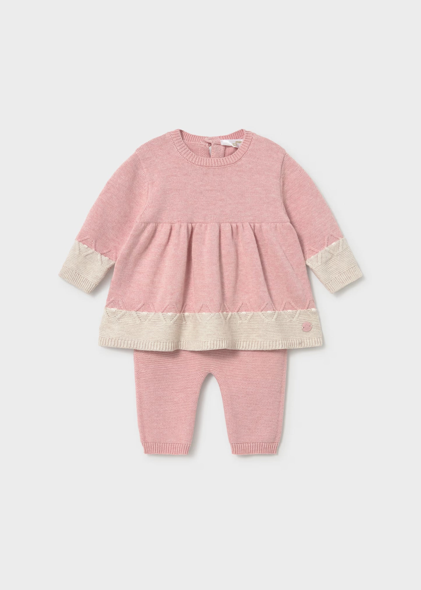 Conjunto legging y vestido rosa recién nacida