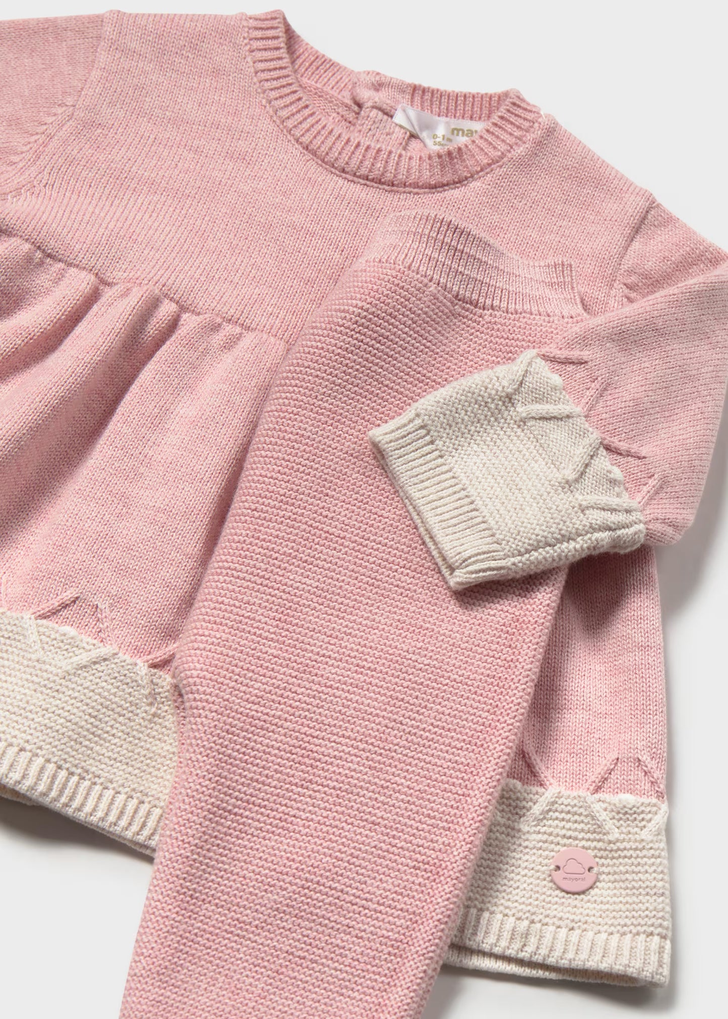 Conjunto legging y vestido rosa recién nacida