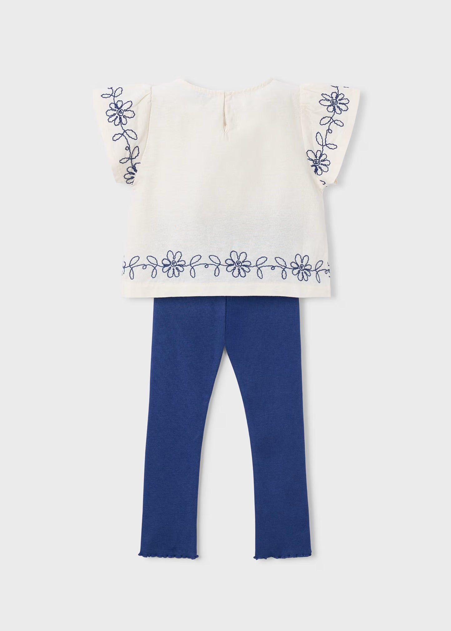 Conjunto leggings y playera con flores bordadas mini niña