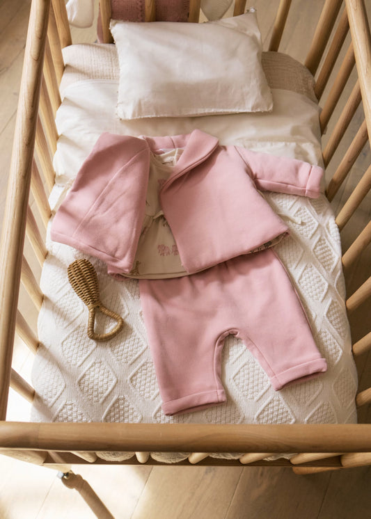 Conjunto pantalón 3 piezas rosa recién nacida