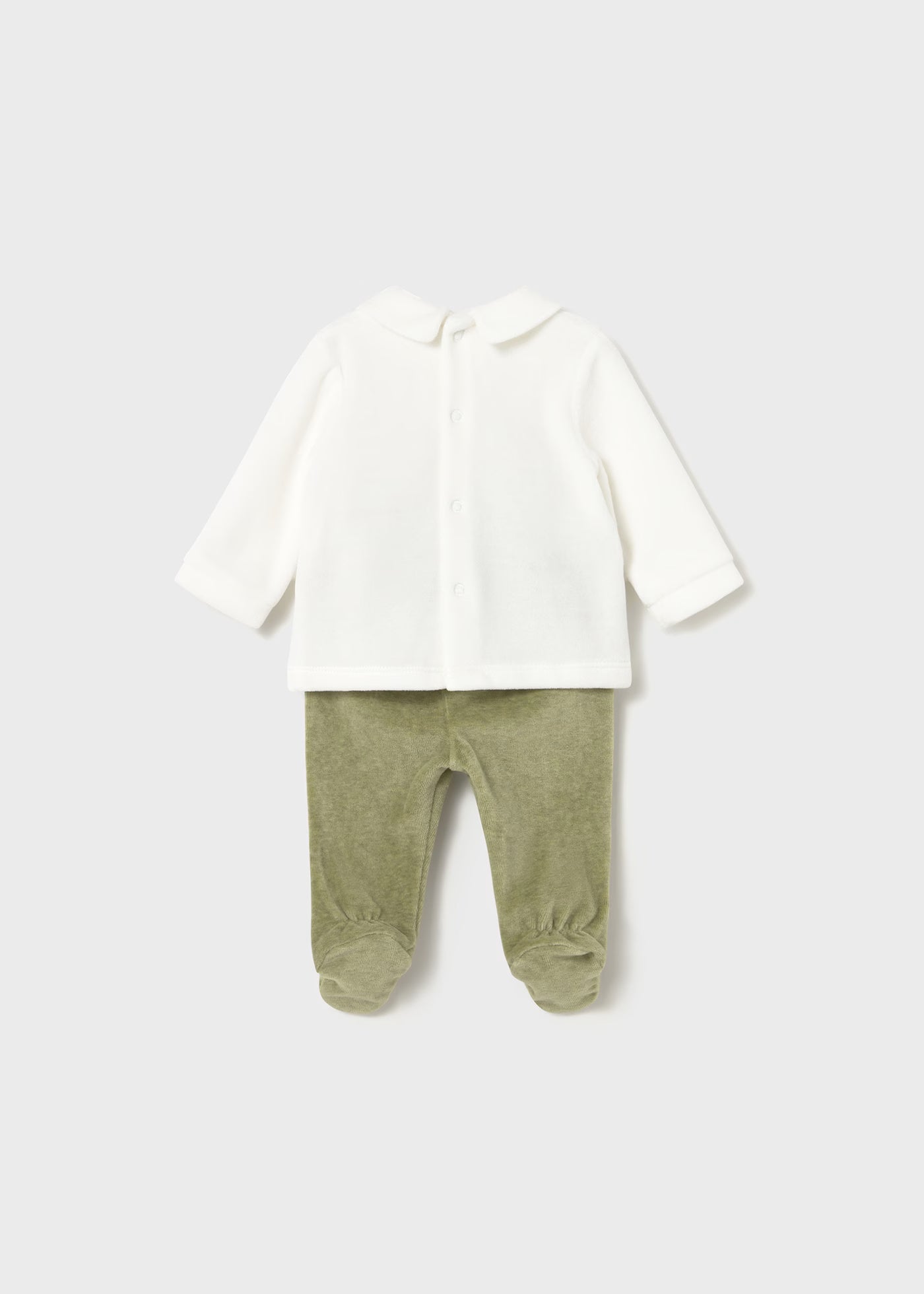 Conjunto pantalón tundosado verde recién nacido