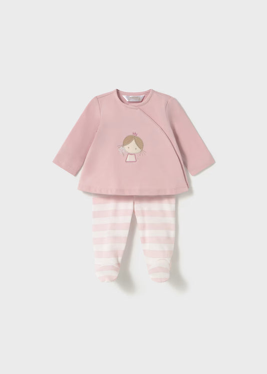 Conjunto polaina 2 piezas rosa recién nacida