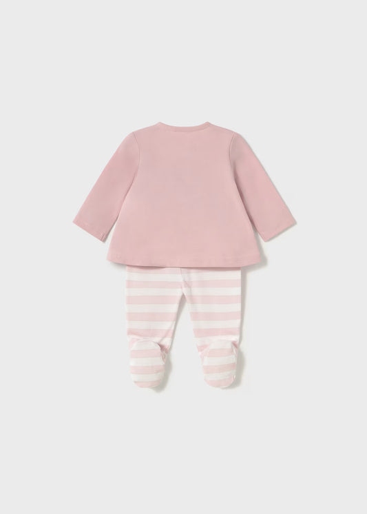 Conjunto polaina 2 piezas rosa recién nacida