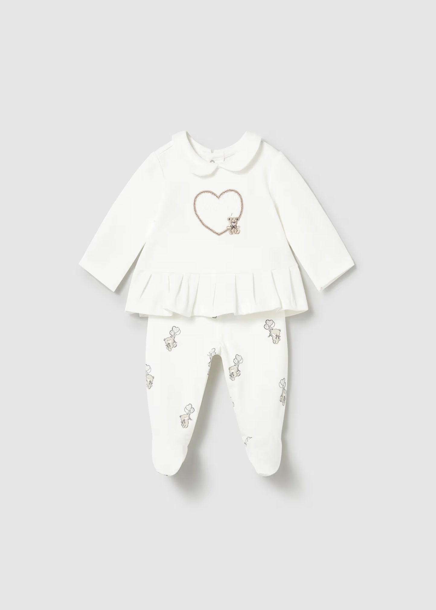 Conjunto corazón pantalón y playera manga larga recién nacida