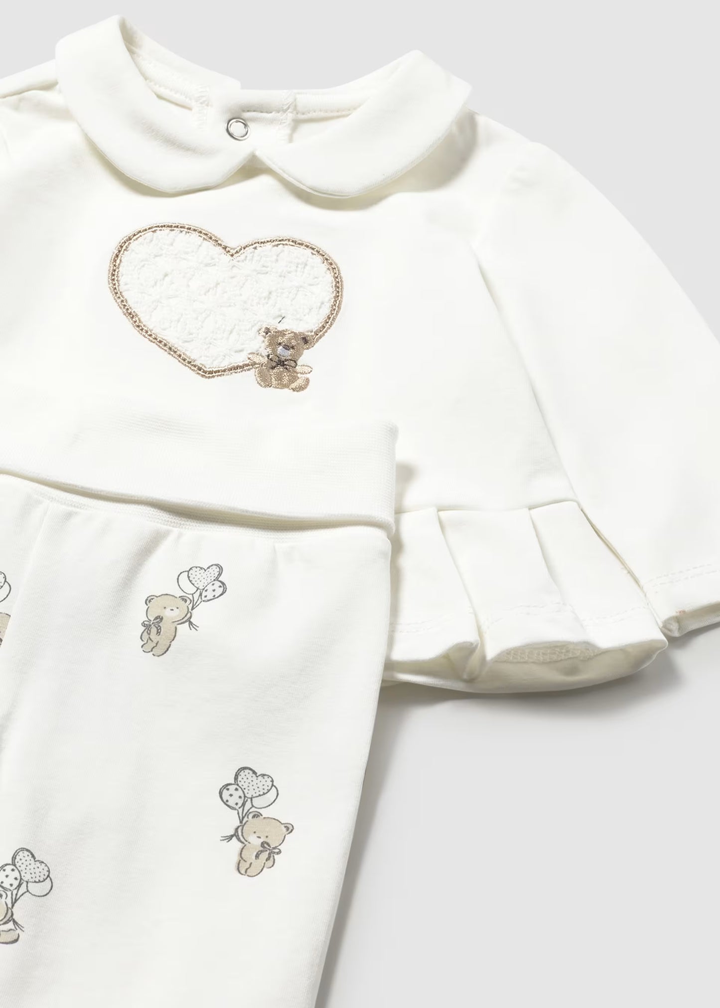 Conjunto corazón pantalón y playera manga larga recién nacida