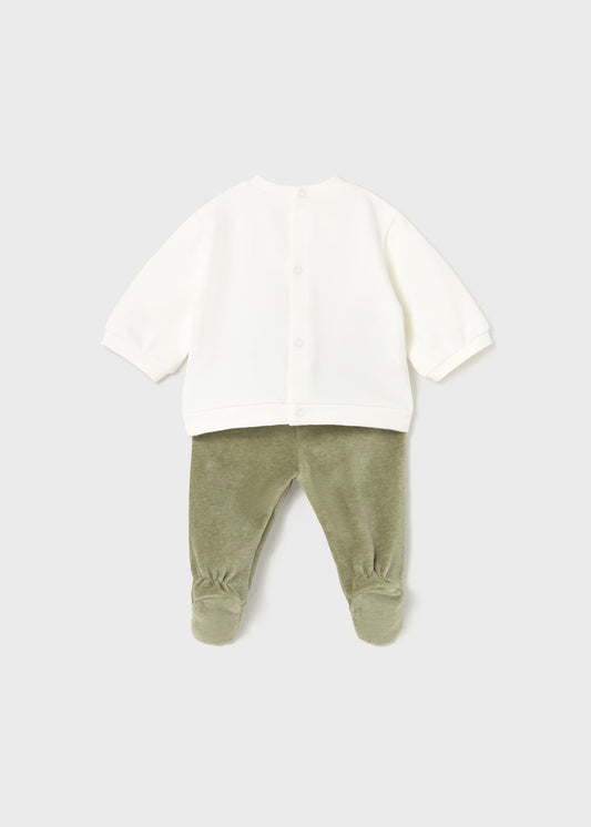 Conjunto verde pantalón y sudadera recién nacida
