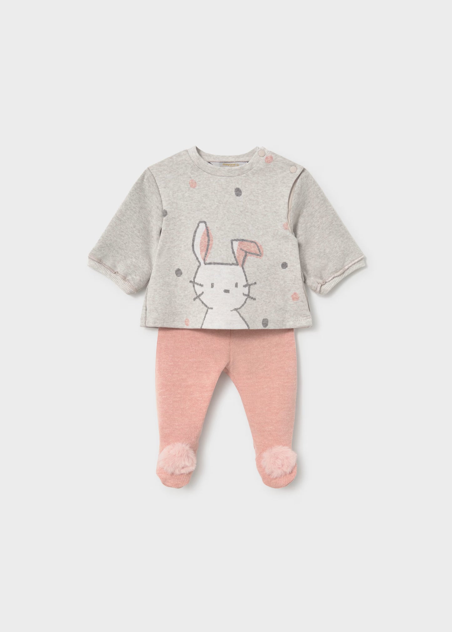 Conjunto pantalón y sudadera rosa conejito recién nacida