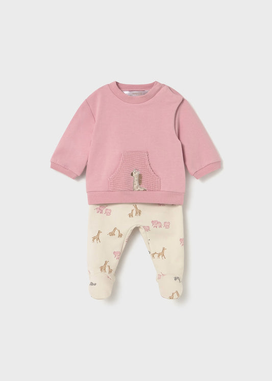 Conjunto pantalón y sudadera rosa recién nacida